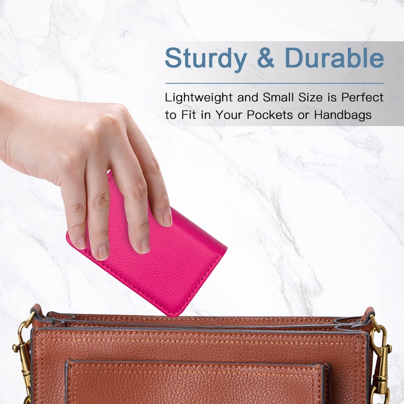 Padike Business Name Card Holder Luxury PU Leather,Business Name Card Holder Wallet Credit card ID Case/Holder For Men & Women - Keep Your Business Cards Clean(Rose red) - Image 5
